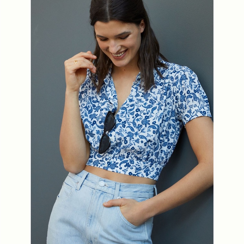 ✨ Anthropologie Floral Buttondown Shirt Sz XL